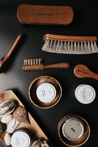tool brown and gray brush shoe care