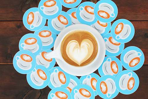 saucer cappuccino on white mug sticker