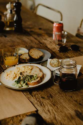 dinner toasted bread with egg drink