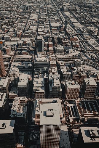 aerial photograph of city structures