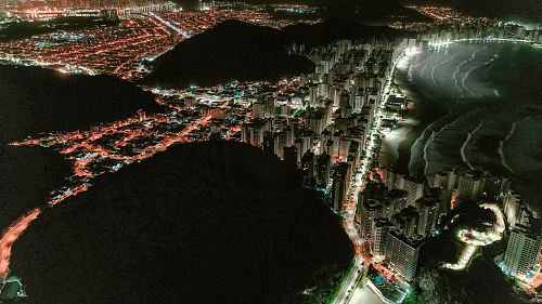 aerial photography of building at night