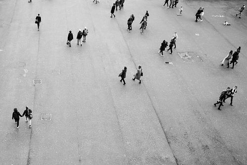 aerial photography of people on open area