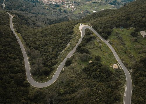 aerial photography of road on mountain