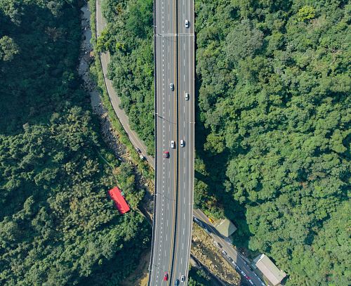 aerial view on highway during daytime