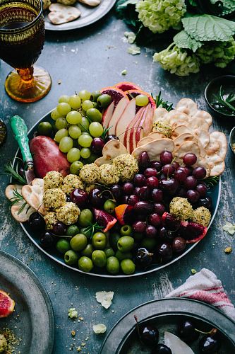 assorted fruits on silver round plate