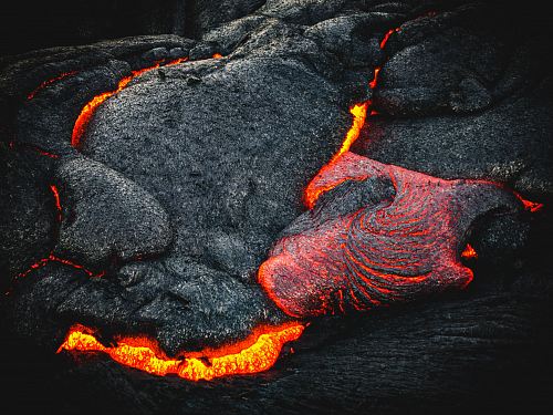 black and orange lava