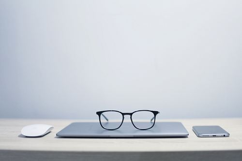 black framed eyeglasses