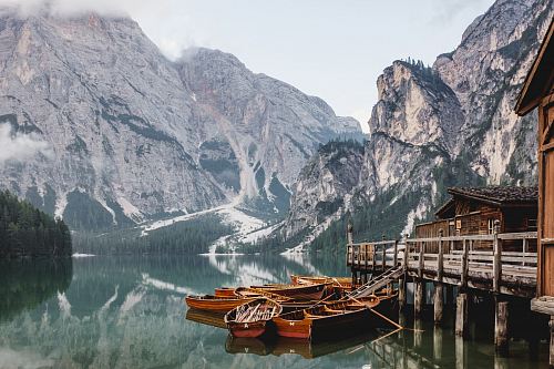 boat docked near house
