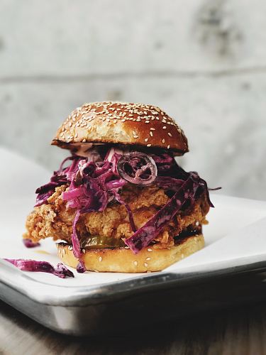 chicken burger on tray