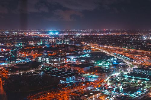 cityscape at night time
