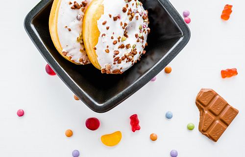 doughnut with chocolate chip on top