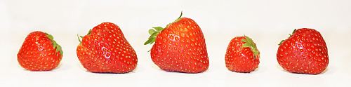 five red strawberries