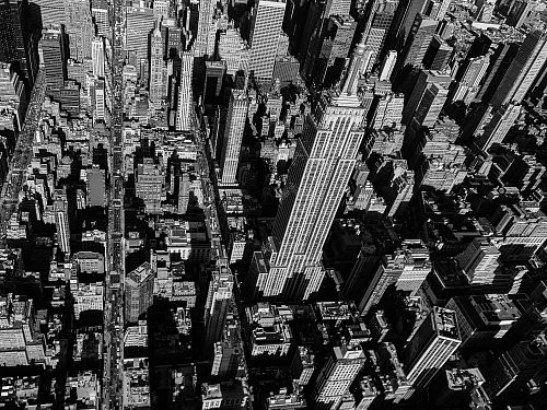 grayscale aerial photography of Empire State Building