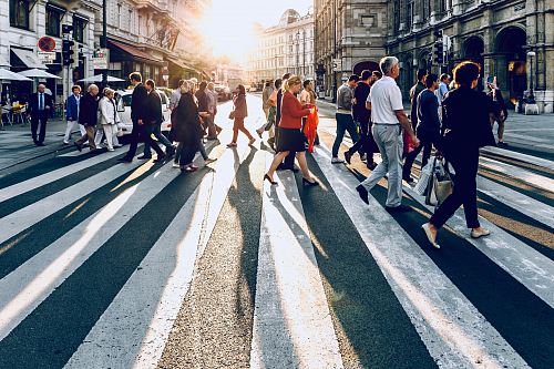 group of people walking on pedestrian lane