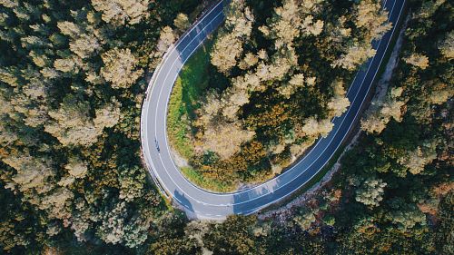 high-angle view of roadway