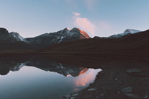 landscape photo of lake near gray mountains during daytime