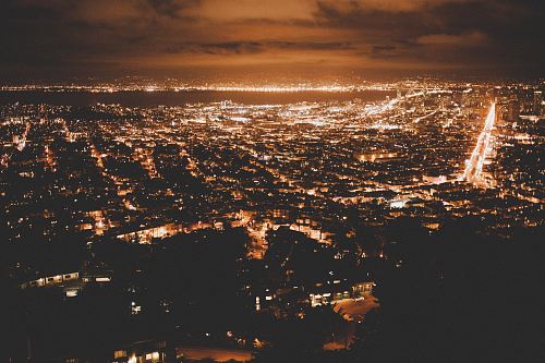 lighted city at night