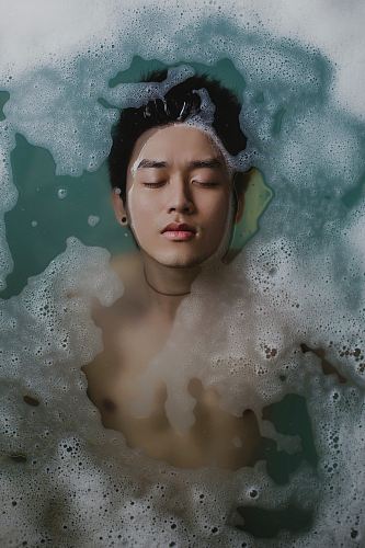 man floating in water