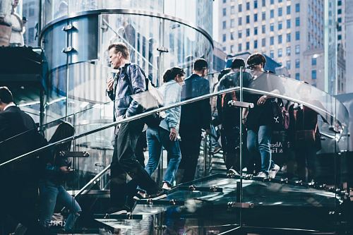 man walking down the stairs