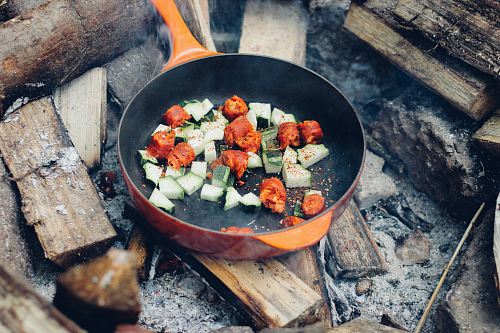 meat and vegetable on cooking pan
