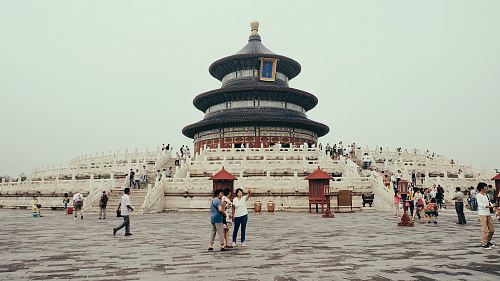 people near temple during day
