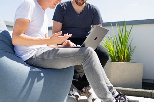 person using MacBook