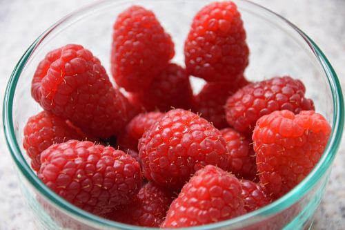 red raspberries in bow