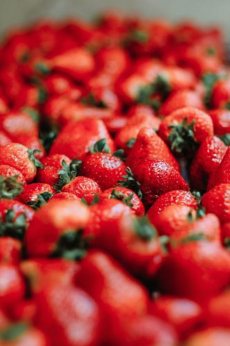 red strawberry fruits close-up photography