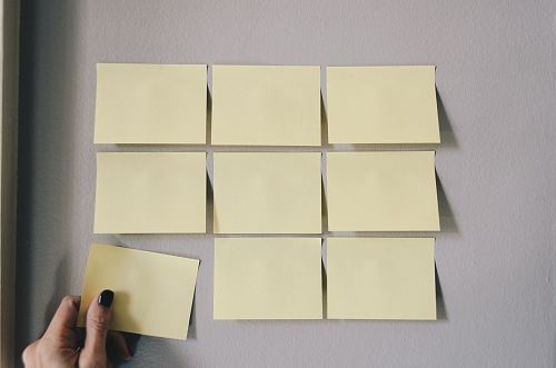 six white sticky notes