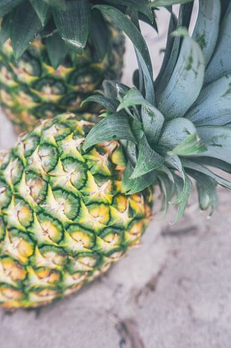 two ripe pineapples in macro photography