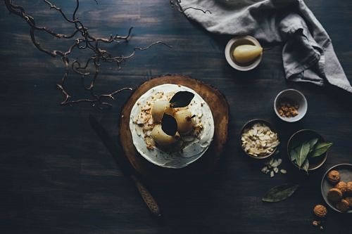 white and brown dish on brown plate