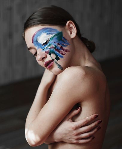woman covering her body