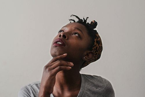 woman in gray top