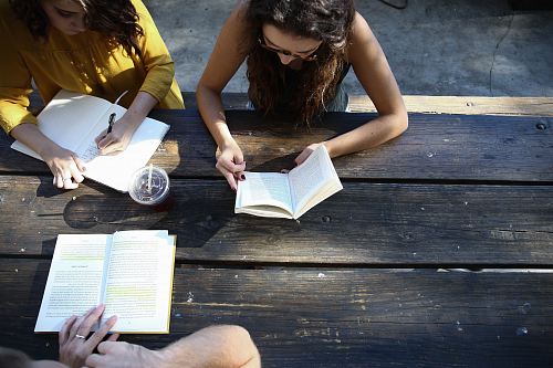 woman reading book while sitting on chair