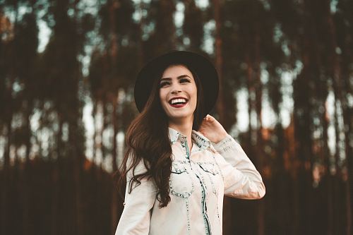 woman standing forest