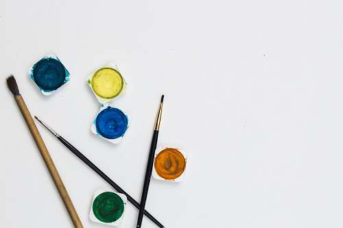 paint assorted-color paints and paint brushes paint brush