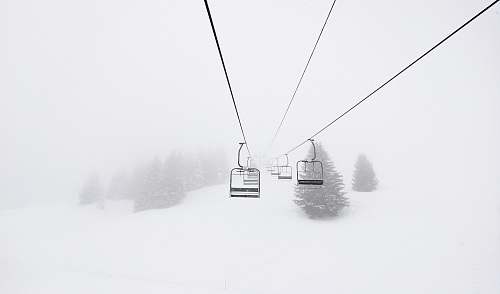 winter photography of cable car snow