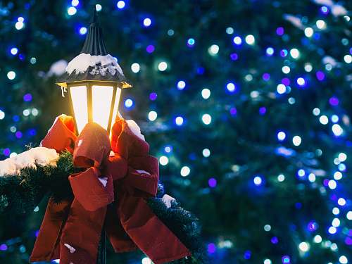 holiday closeup photo of lantern lamp winter
