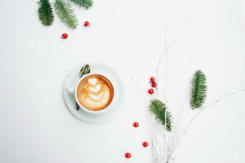 coffee white ceramic coffee mug with latte art drink