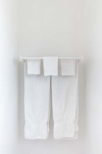 black-and-white white apparel towel