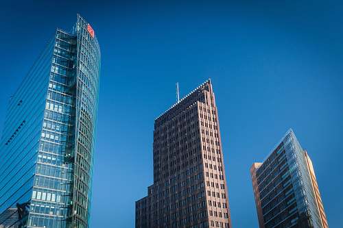 city worms-eye-view of buildings during daytime skyscraper