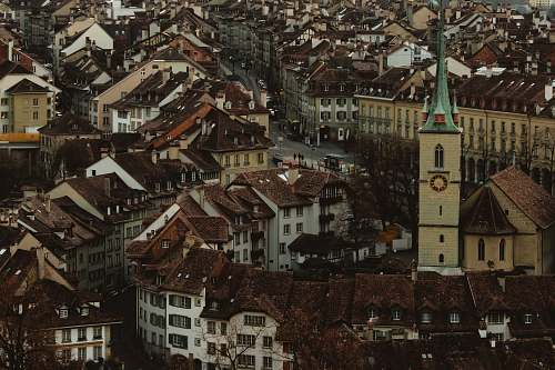 switzerland aerial photography of brown townhouse buildings