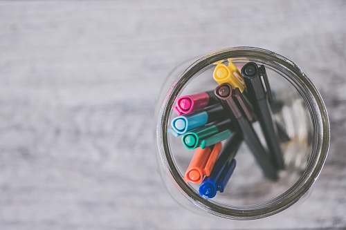 pen markers in jar colours
