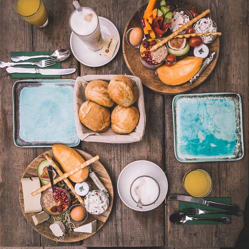 breakfast assorted-variant of food on plate and tray meal