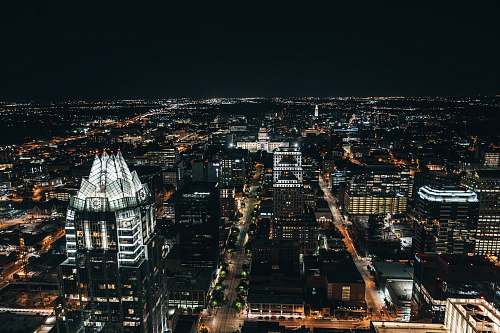 landscape aerial photography of buildings during night nature