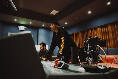a man in a recording room