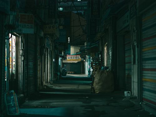 a dark alley in the city