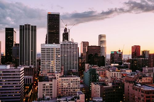 aerial photo of buildings during dusk