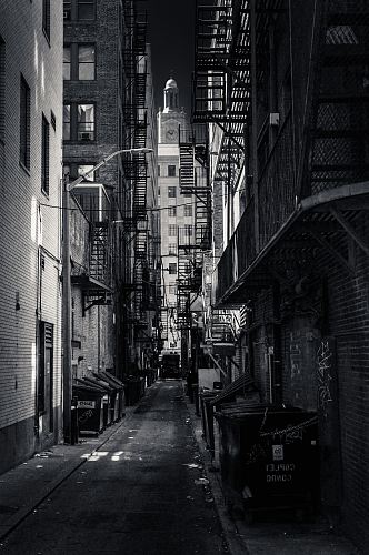 black and white building painting