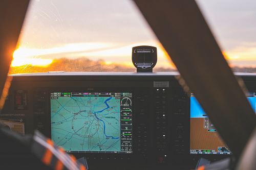 black GPS navigator showing map